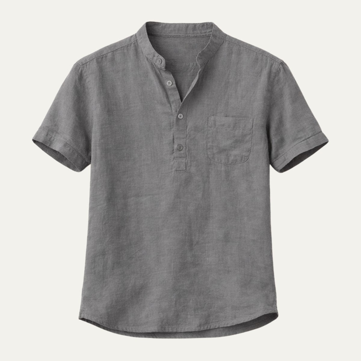 Leinen Henley Shirt Herren Kurzarm Lockere Passform Knopfleiste