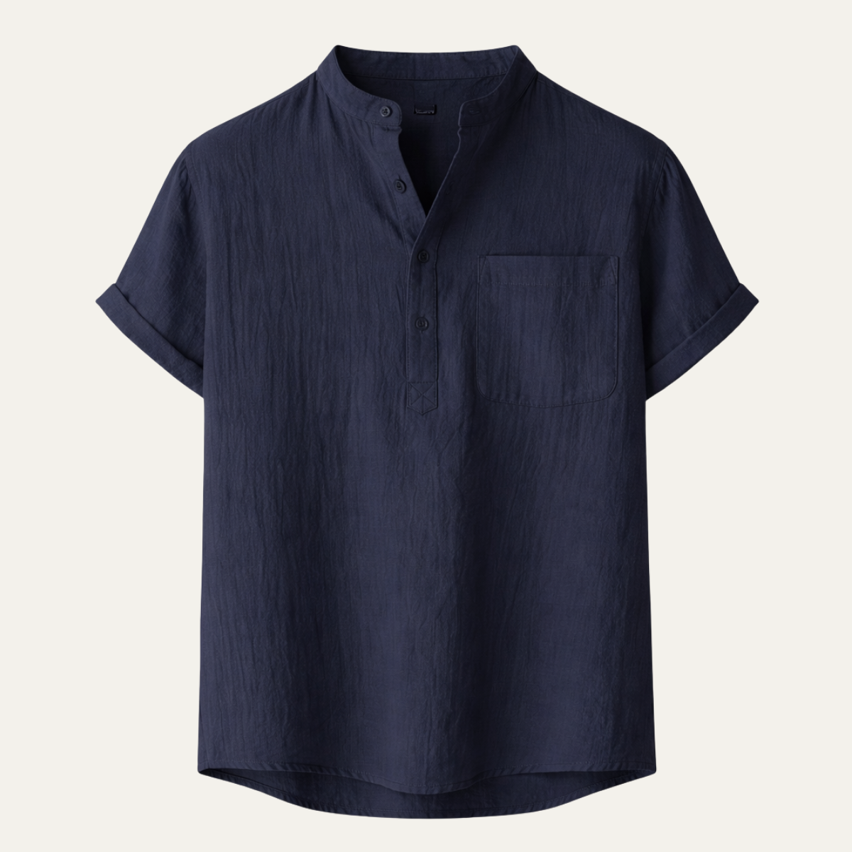 Herren Hemd Baumwolle Lockere Passform Kurzarm Henley