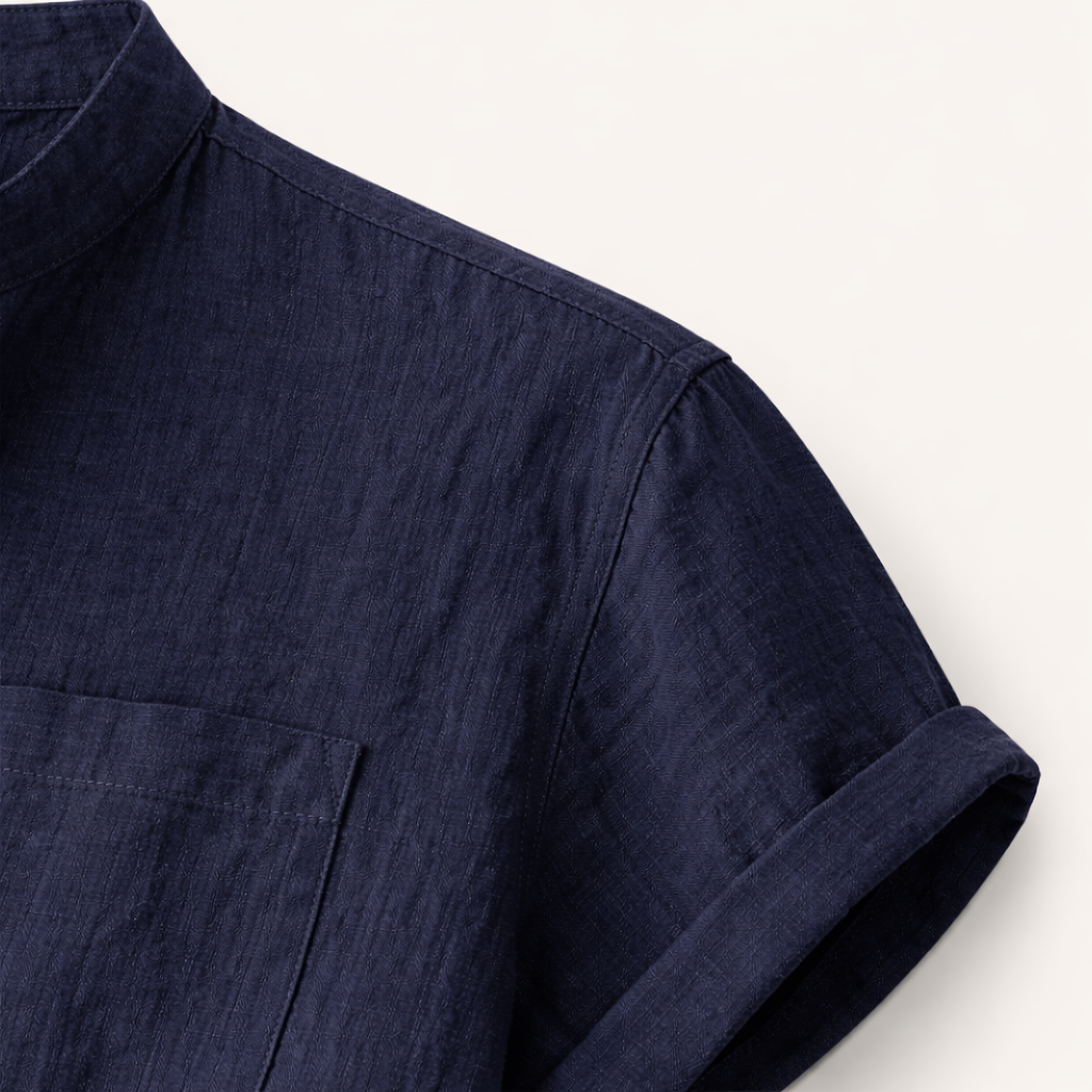 Herren Hemd Baumwolle Lockere Passform Kurzarm Henley