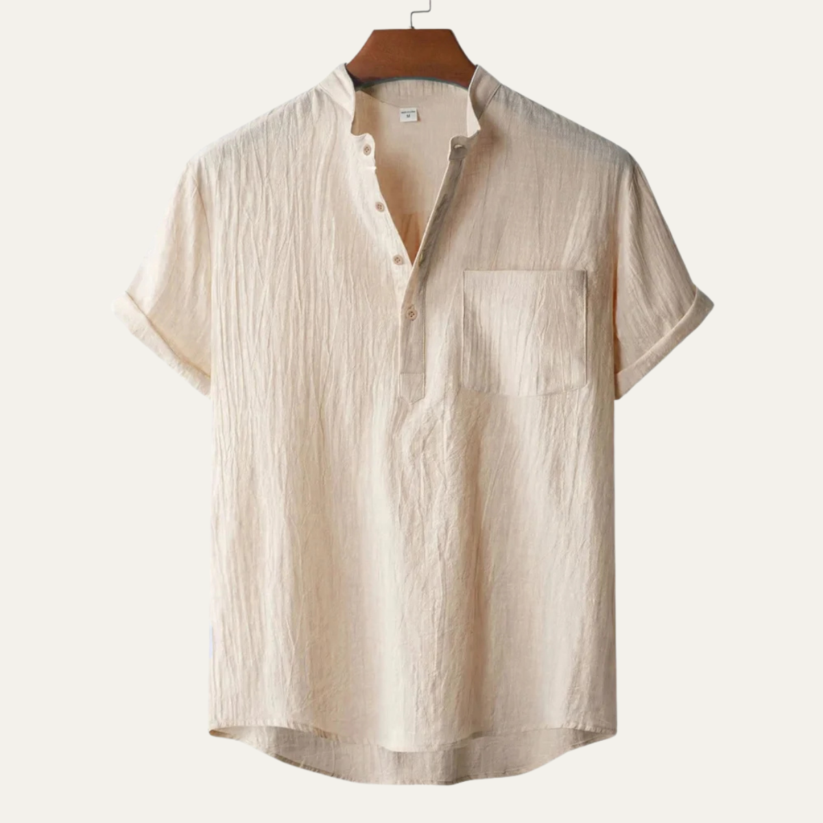 Herren Hemd Baumwolle Lockere Passform Kurzarm Henley