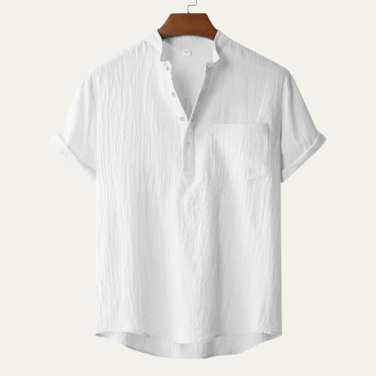 Herren Hemd Baumwolle Lockere Passform Kurzarm Henley
