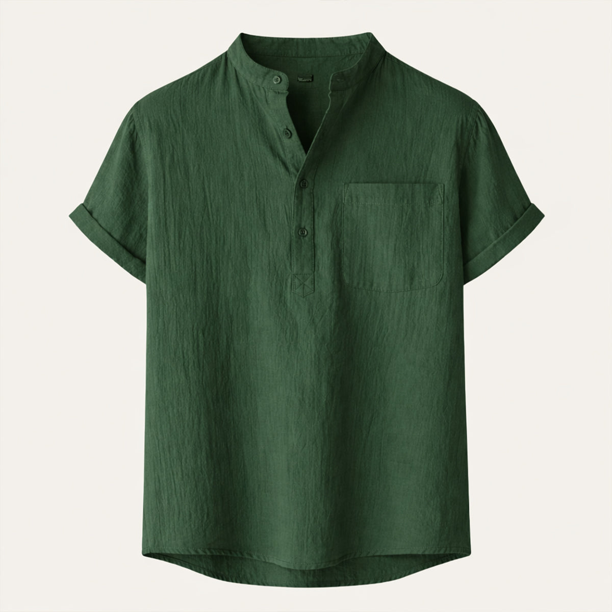 Herren Hemd Baumwolle Lockere Passform Kurzarm Henley