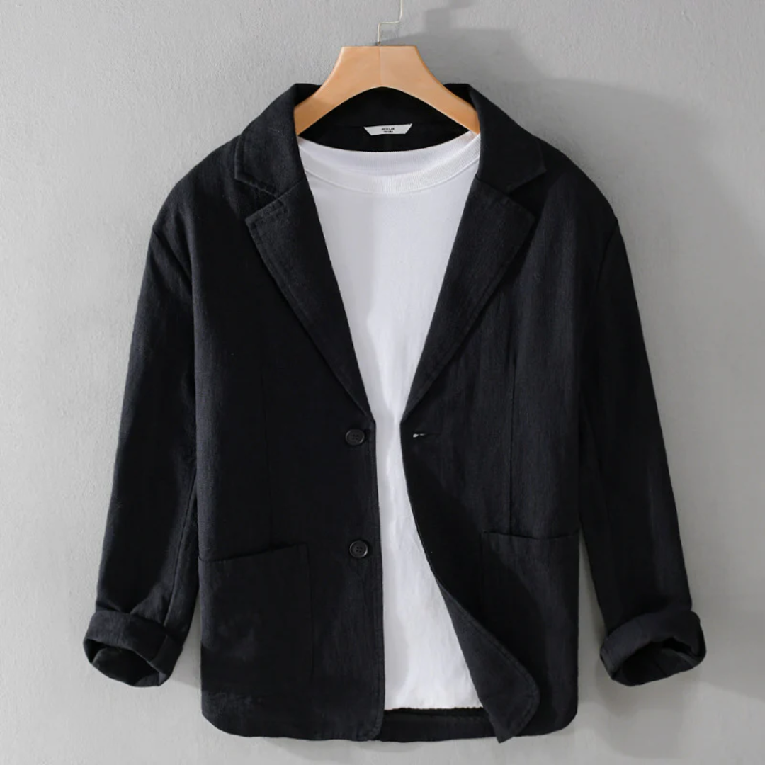 Jacke Herren Leinenmischung Locker Leicht Schnitt