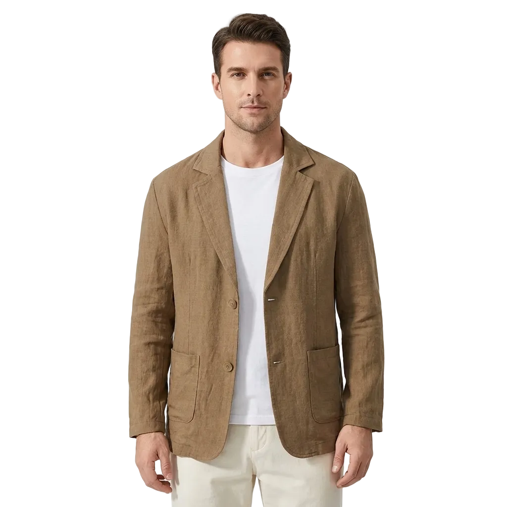 Leinen Jacke Herren Leinenmischung Lockere Passform Leicht