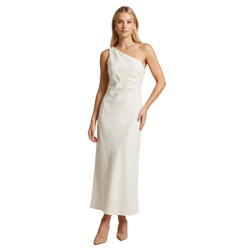 Leinen Kleid Damen Aermellos Asymmetrischer Saum Leinenmischung