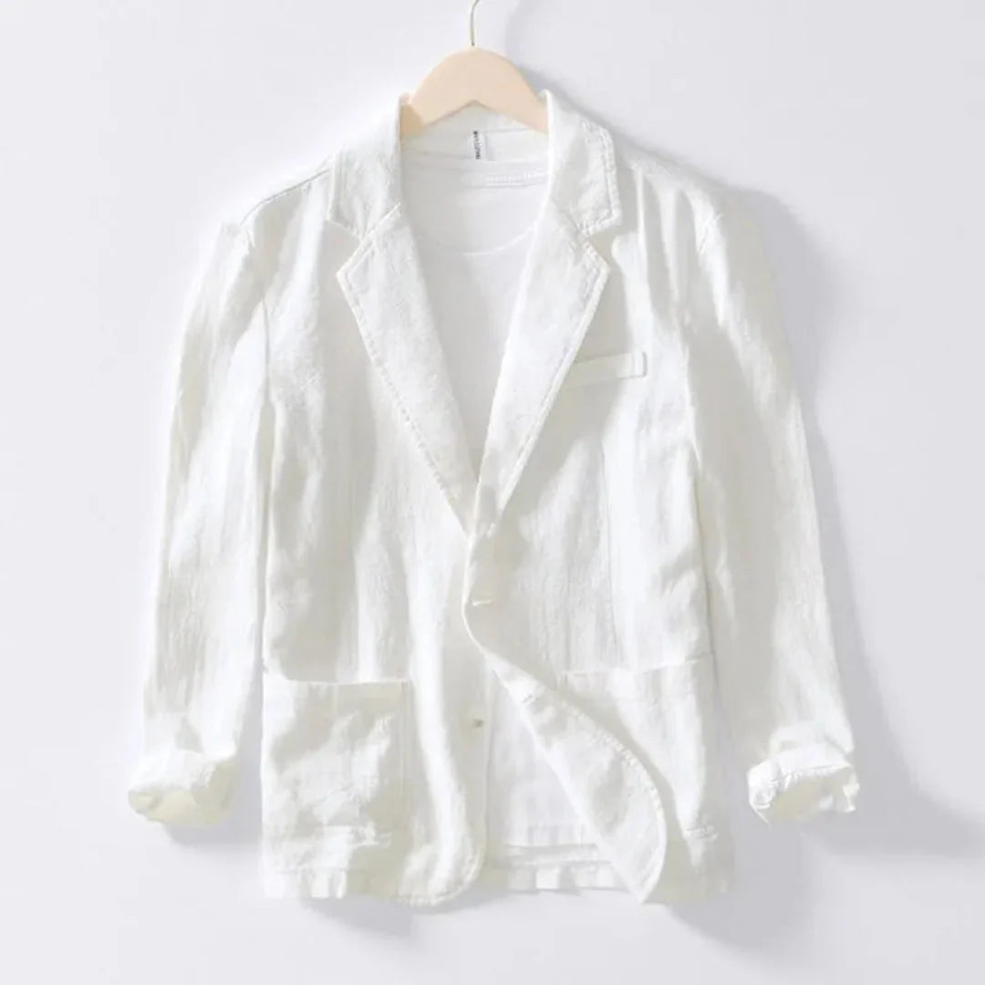Blazer Herren Leinen Revers Zweiknopfverschluss
