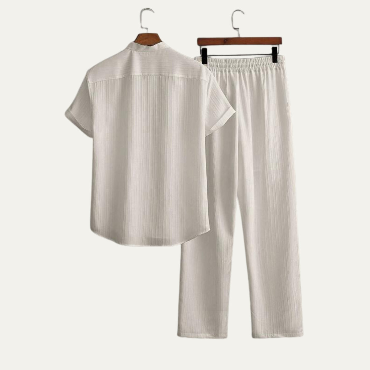 Leinen Set Herren Kurzarm Oberteil Hose Kordelzug Lockere Passform