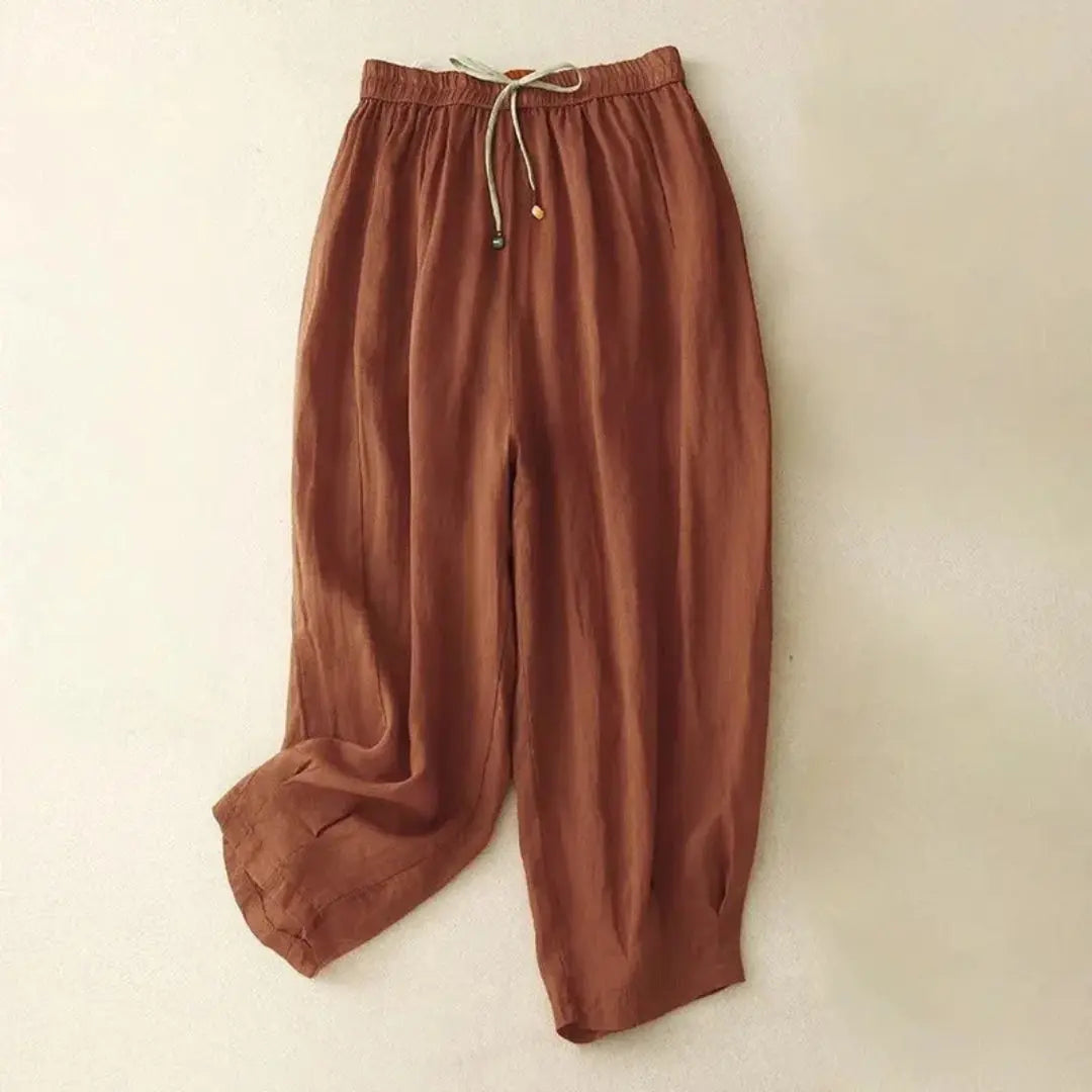Leinenhose Damen – Lockerer Schnitt, Zugband & schmal zulaufend