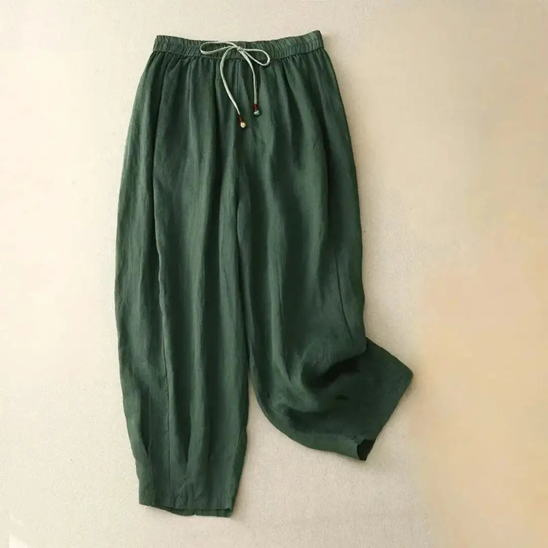 Leinenhose Damen – Lockerer Schnitt, Zugband & schmal zulaufend