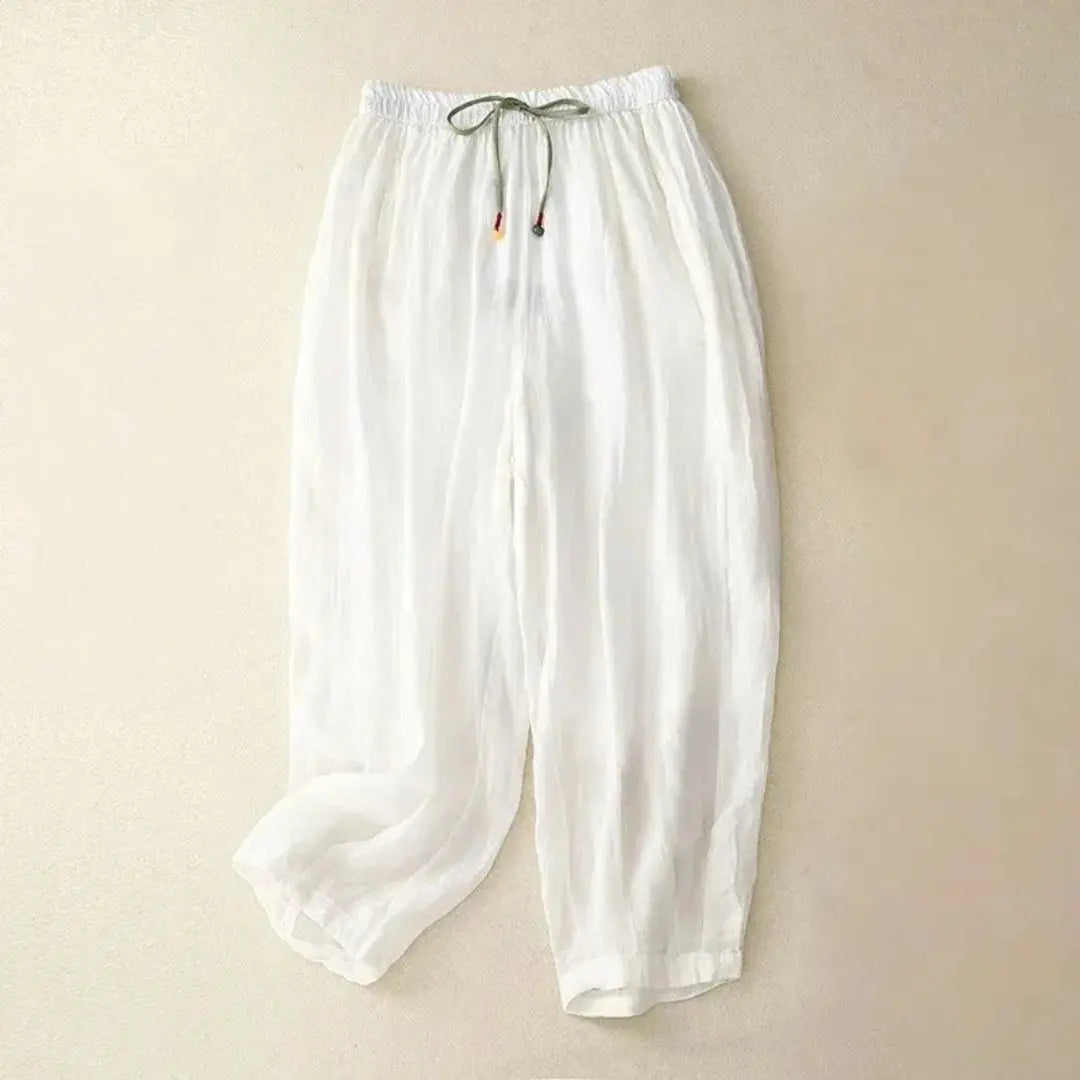 Leinenhose Damen – Lockerer Schnitt, Zugband & schmal zulaufend