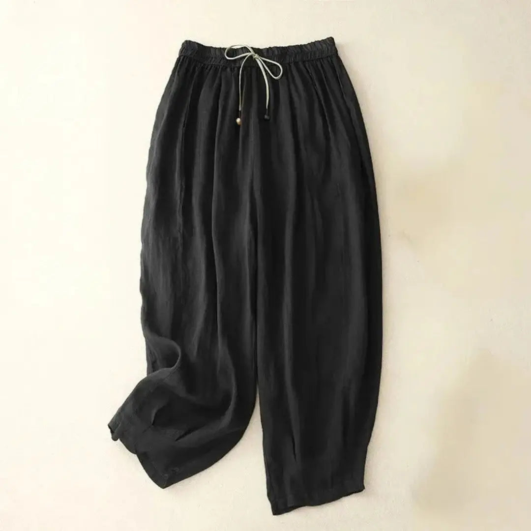 Leinenhose Damen – Lockerer Schnitt, Zugband & schmal zulaufend