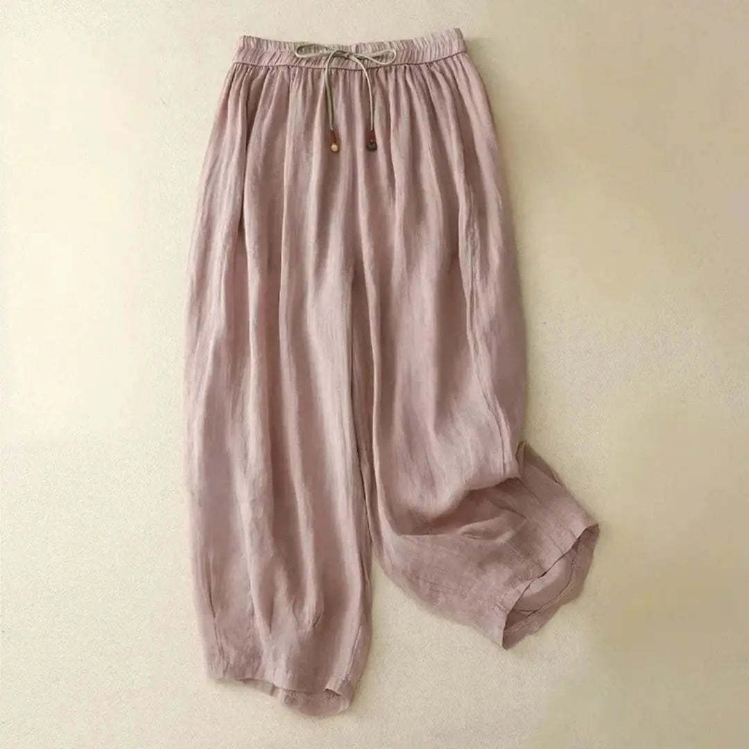 Leinenhose Damen – Lockerer Schnitt, Zugband & schmal zulaufend