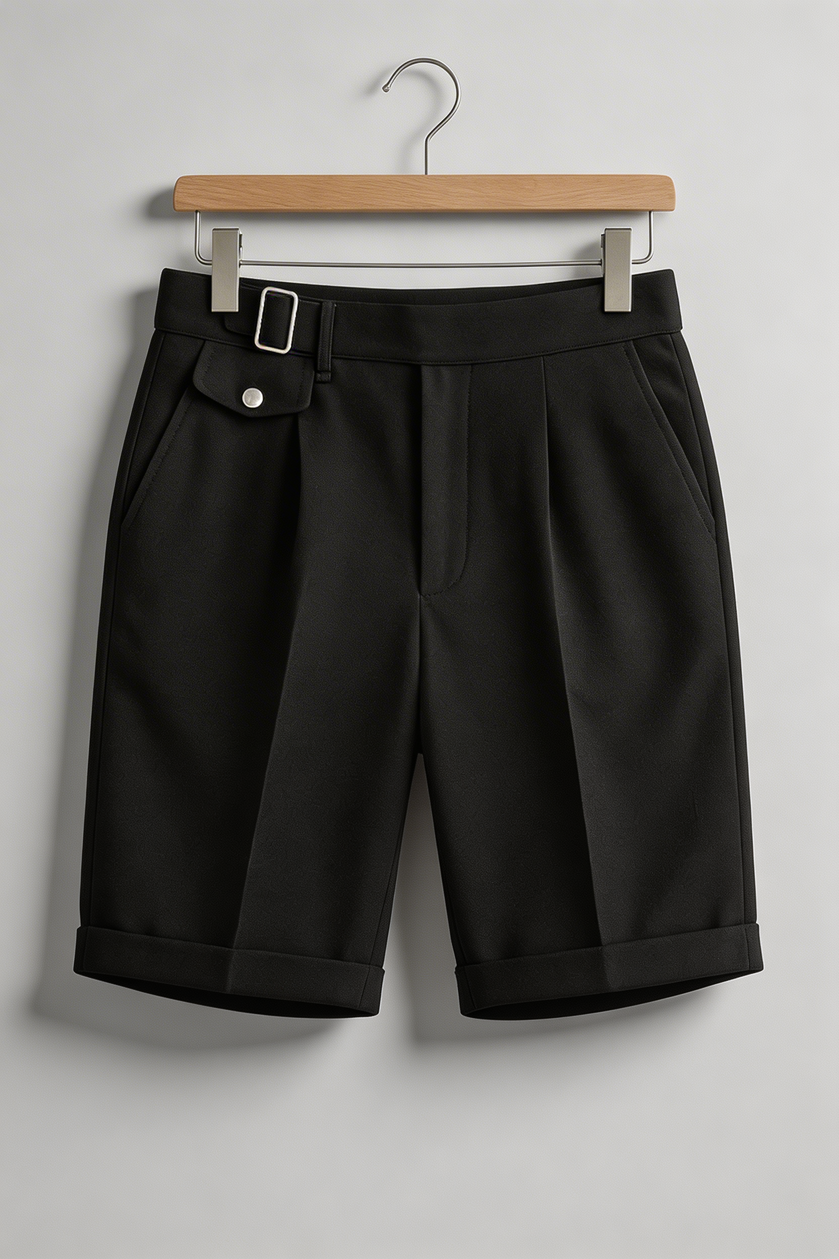 Leinenshorts Herren – Bundfalten & Umschlagsaum