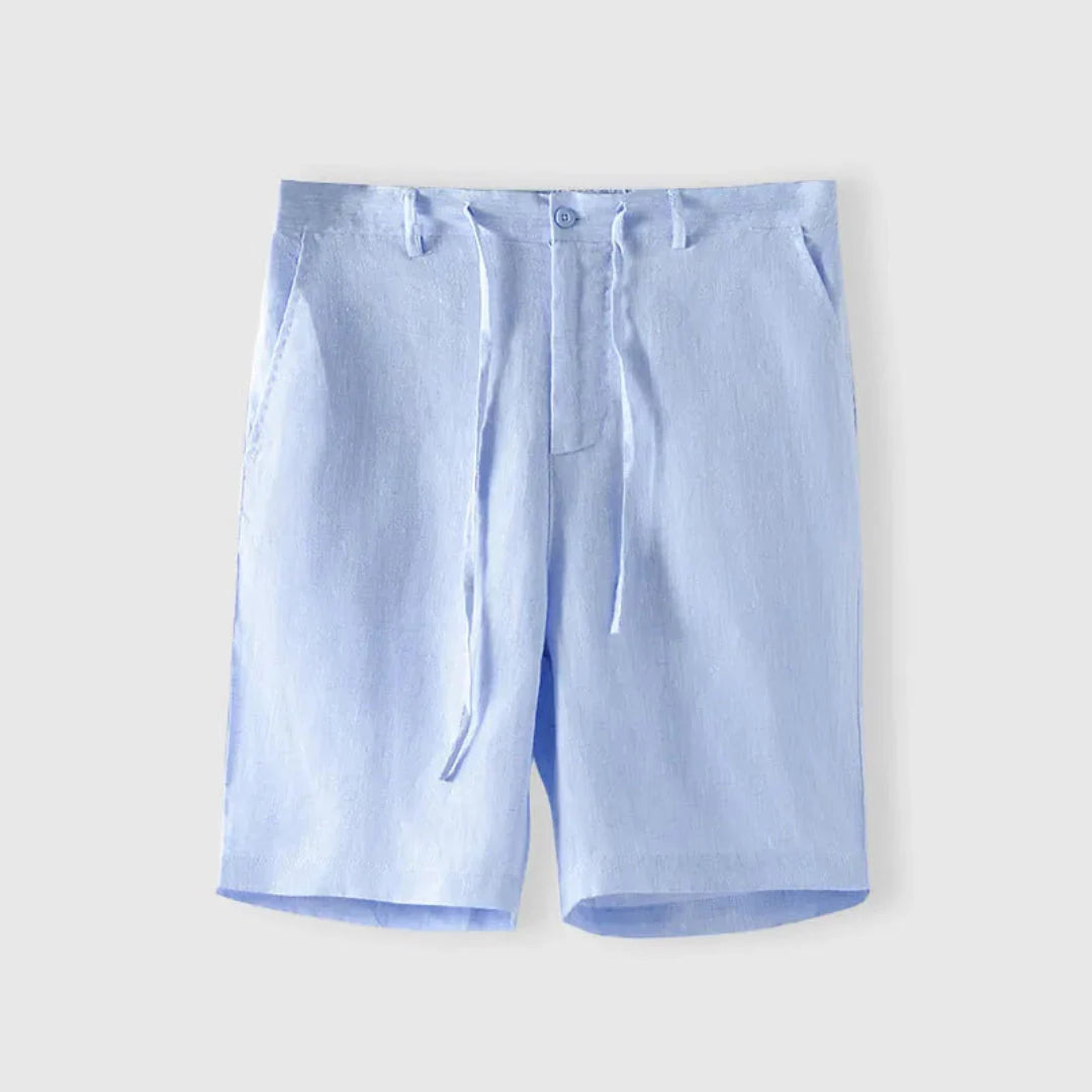 Leinenshorts Herren – Lockerer Schnitt mit Kordelbund & Knopf