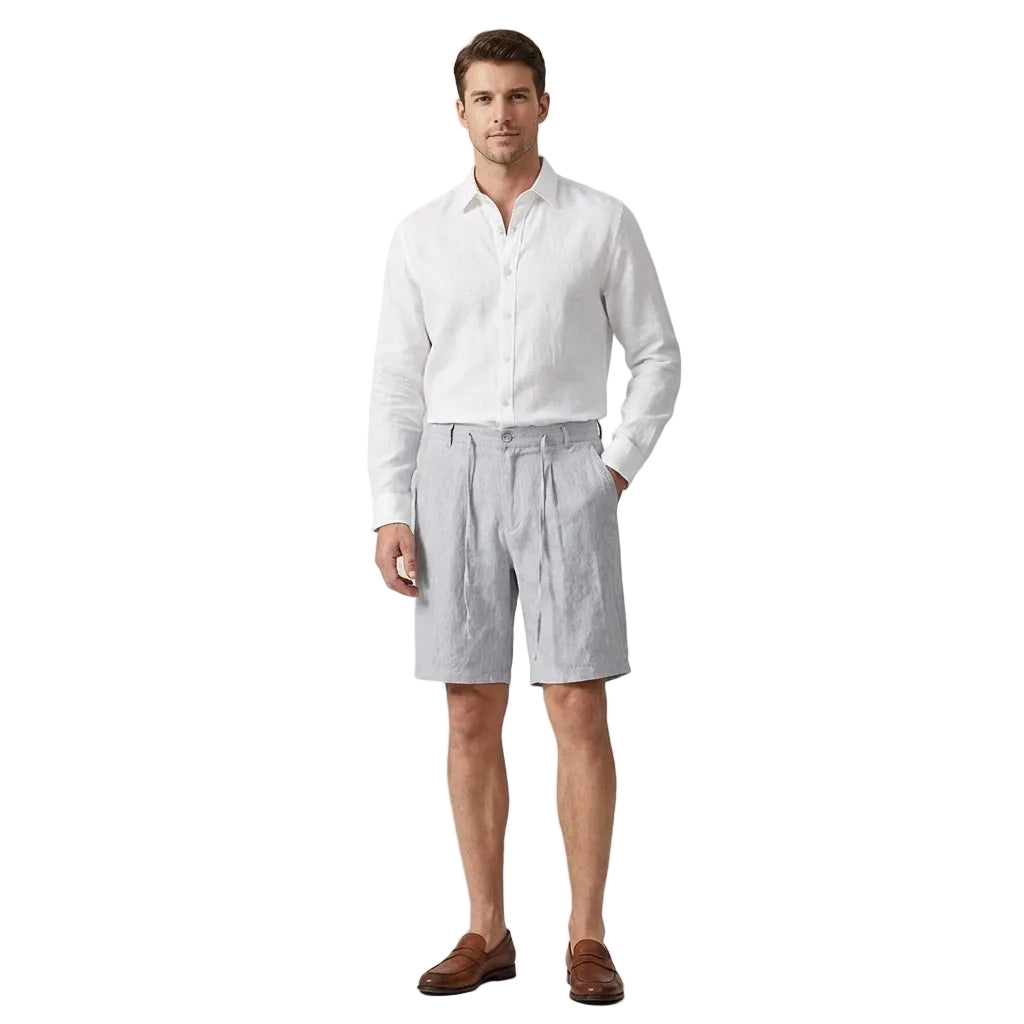 Leinenshorts Herren – Lockerer Schnitt mit Kordelbund & Knopf