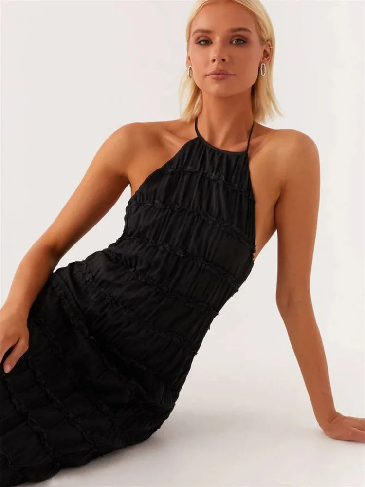 Maxikleid Damen Neckholder Offener Rücken Eleganter Stil