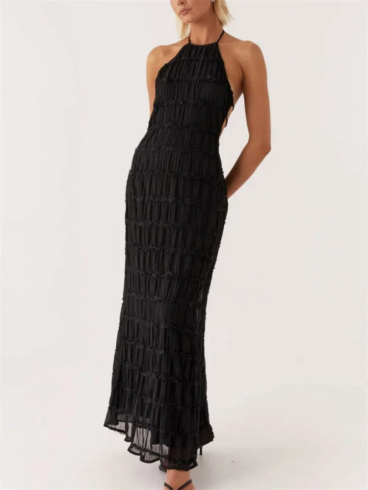 Maxikleid Damen Neckholder Offener Rücken Eleganter Stil