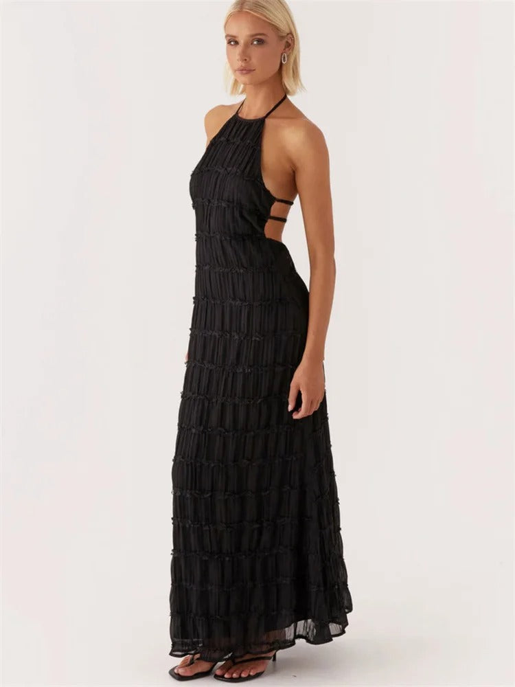 Maxikleid Damen Neckholder Offener Rücken Eleganter Stil