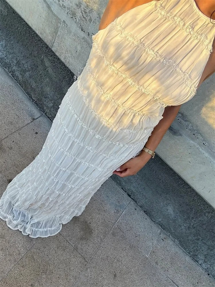 Maxikleid Damen Neckholder Offener Rücken Eleganter Stil