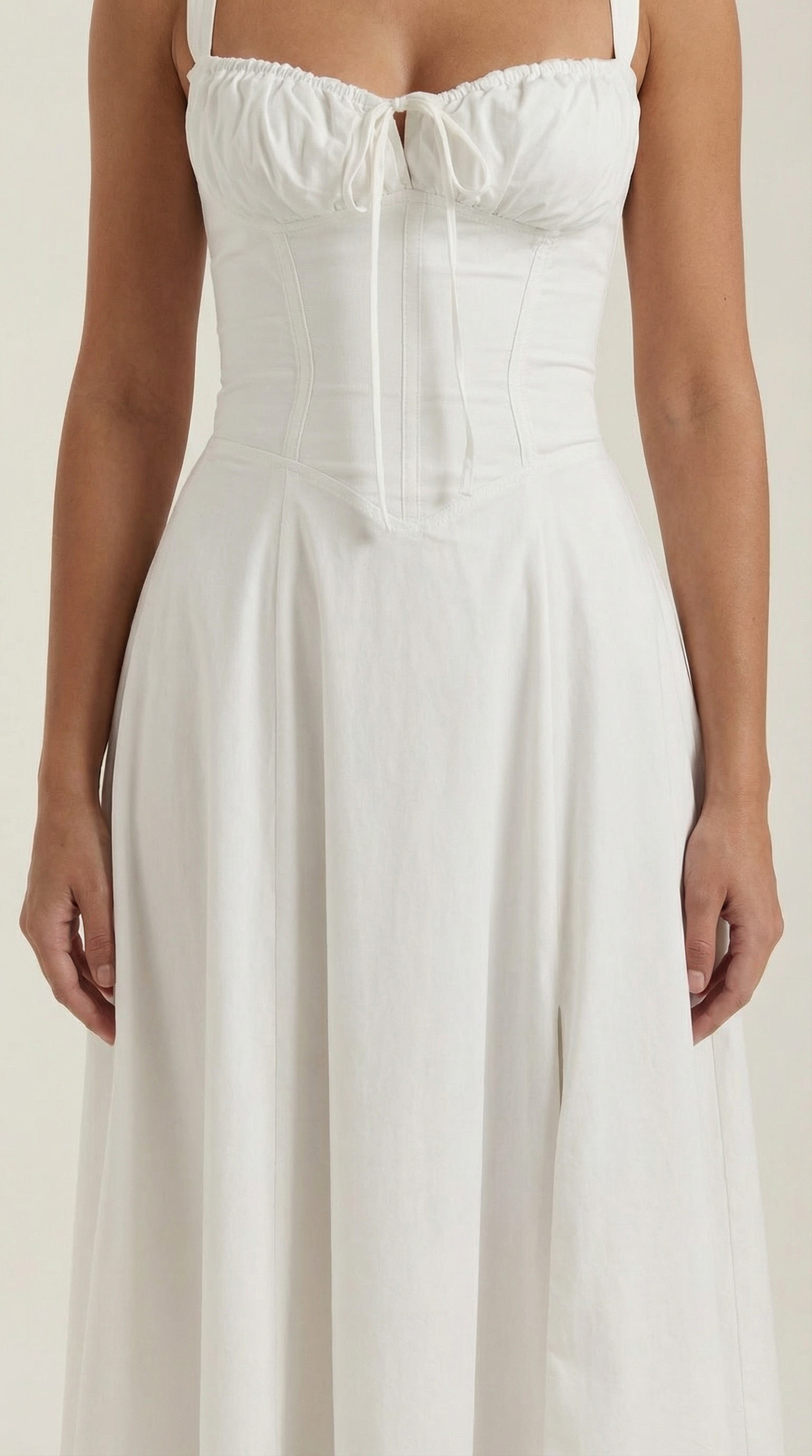 Midikleid Damen Herz-Ausschnitt Schnuerung A-Linie Seitenschlitz