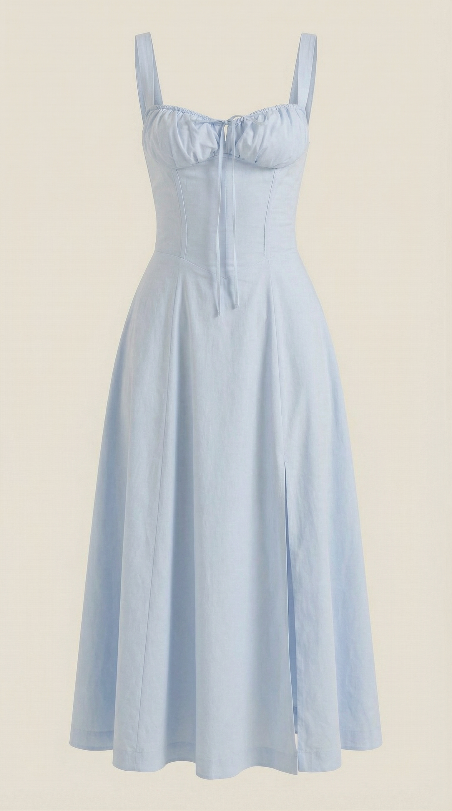 Midikleid Damen Herz-Ausschnitt Schnuerung A-Linie Seitenschlitz
