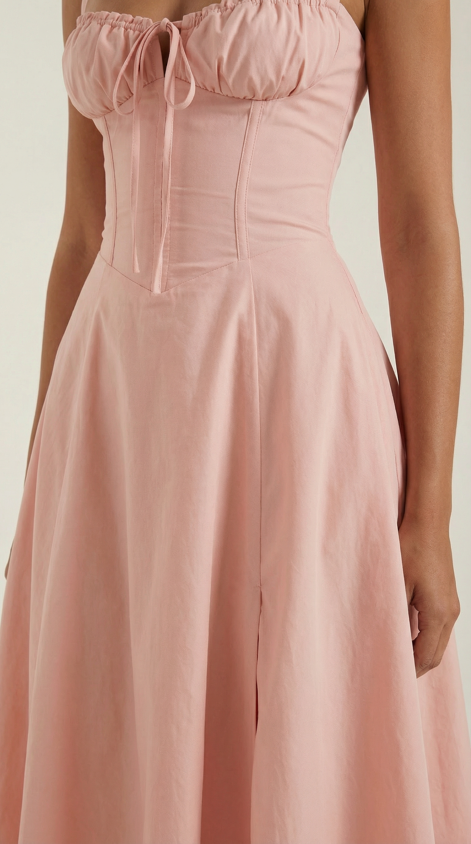 Midikleid Damen Herz-Ausschnitt Schnuerung A-Linie Seitenschlitz