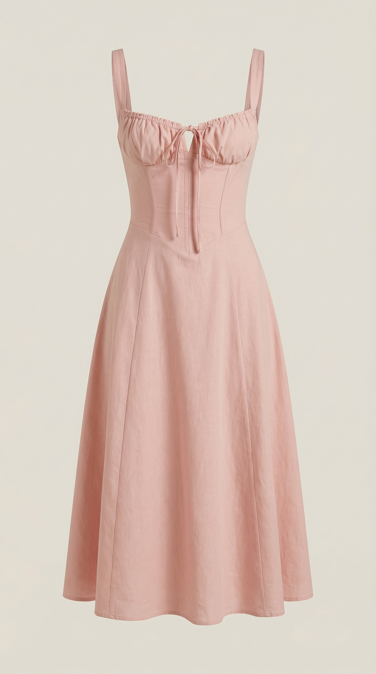 Midikleid Damen Herz-Ausschnitt Schnuerung A-Linie Seitenschlitz