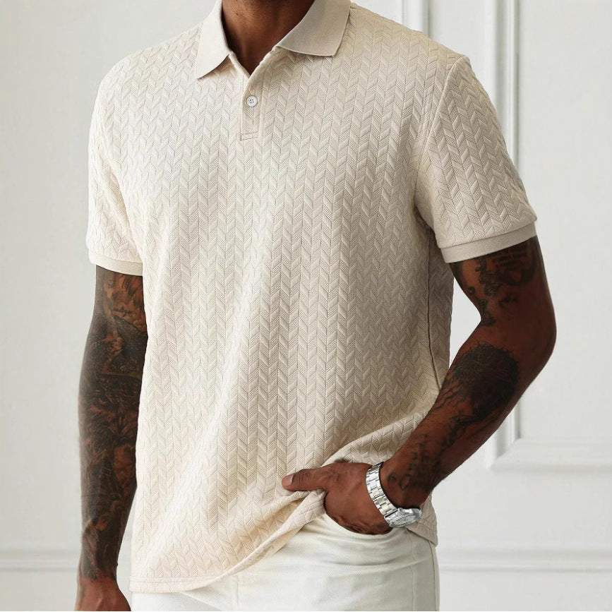 Poloshirt Herren Normale Passform Kurze Ärmel Knopfleiste