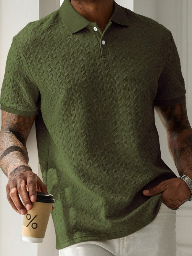 Poloshirt Herren Normale Passform Kurze Ärmel Knopfleiste