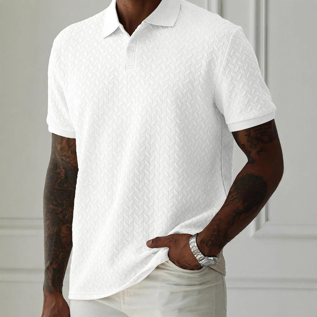 Poloshirt Herren Normale Passform Kurze Ärmel Knopfleiste