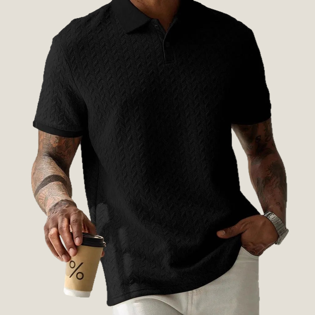 Poloshirt Herren Normale Passform Kurze Ärmel Knopfleiste
