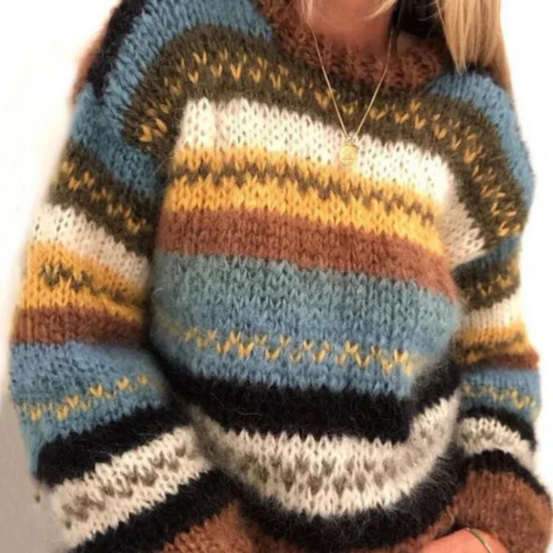 Pullover Damen Weiter Lockerer Schnitt Strickdesign
