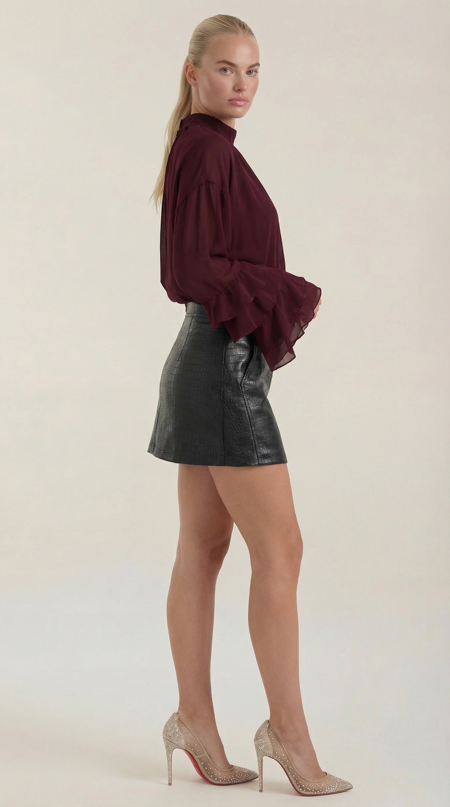 Rollkragenbluse Damen mit Kragendetail