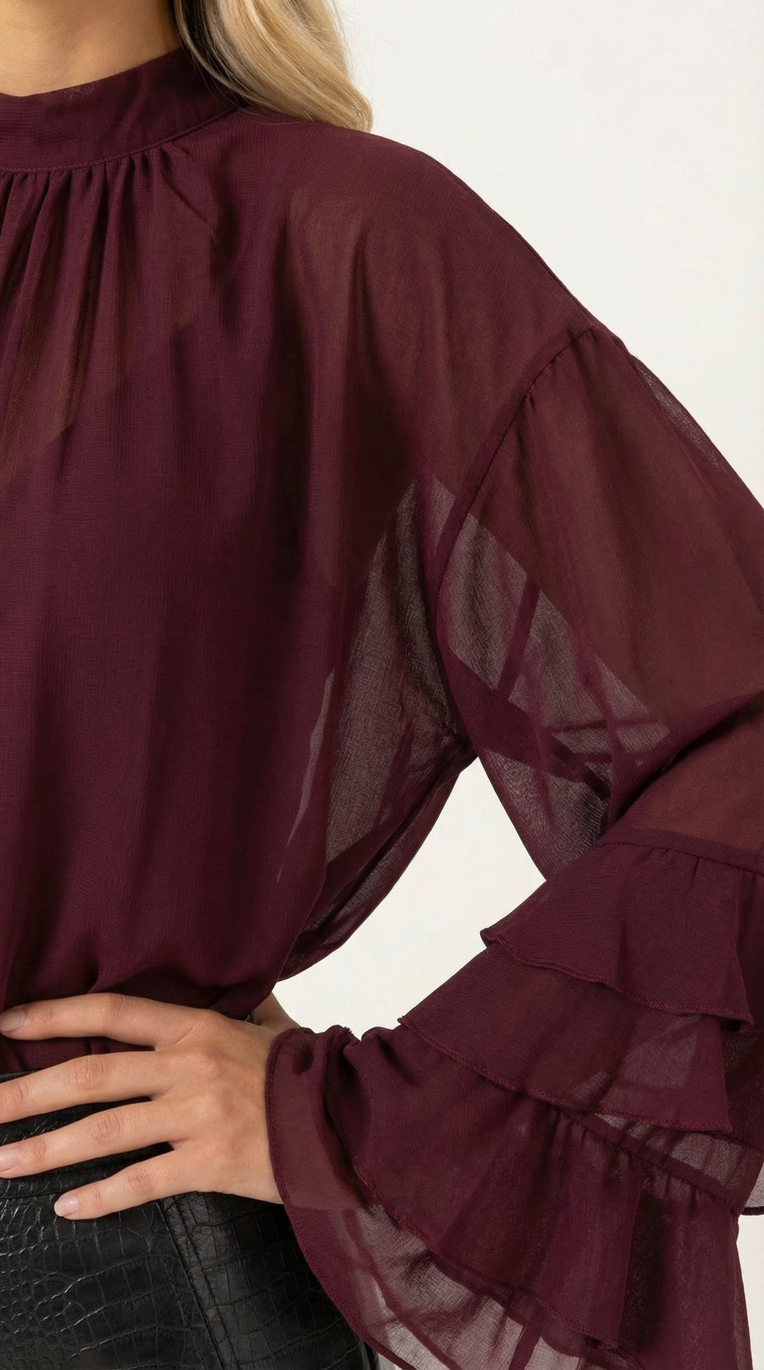 Rollkragenbluse Damen mit Kragendetail