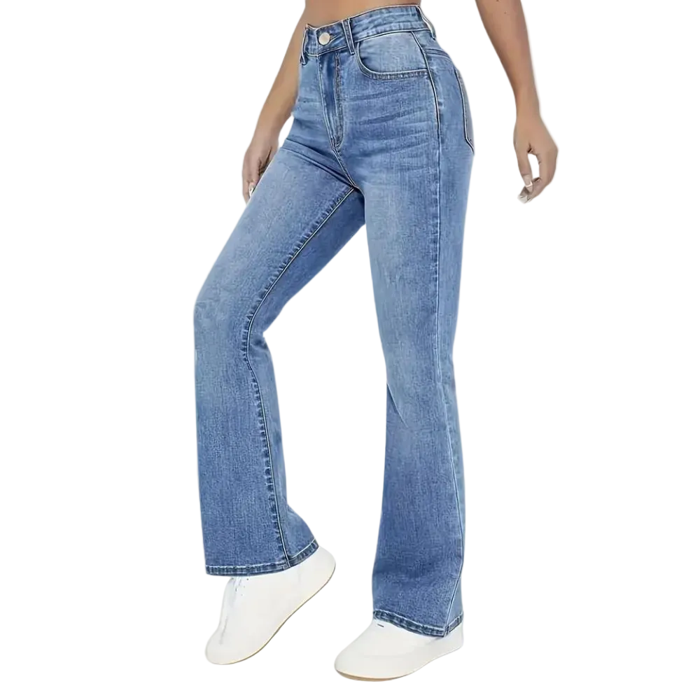 Schlagjeans Damen Hoher Bund Ausgestellt